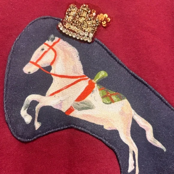 New Anthropologie Nathalie Lete Circus Embroidered / Crystal Sweatshirt Size XL - Picture 6 of 14